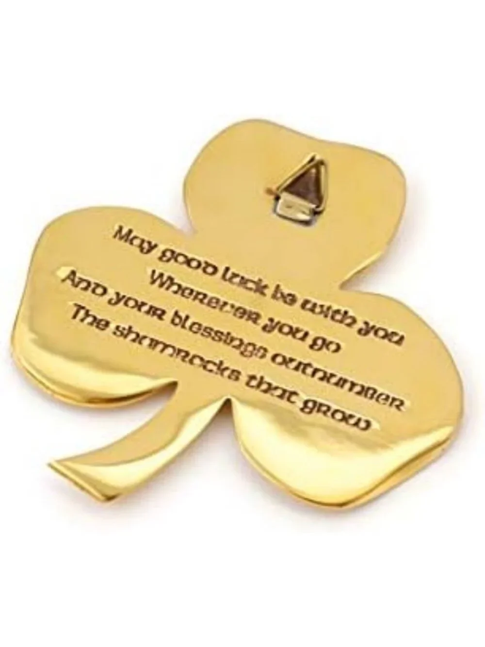 Brass Shamrock Wall Hanging - Good Luck Blessing Decor for Home or Office